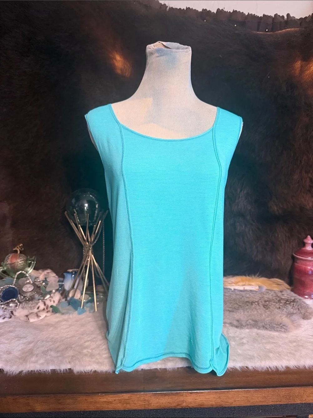 Sleeveless Scoop Neck Tank Top in Aqua Blue 10 (4550)